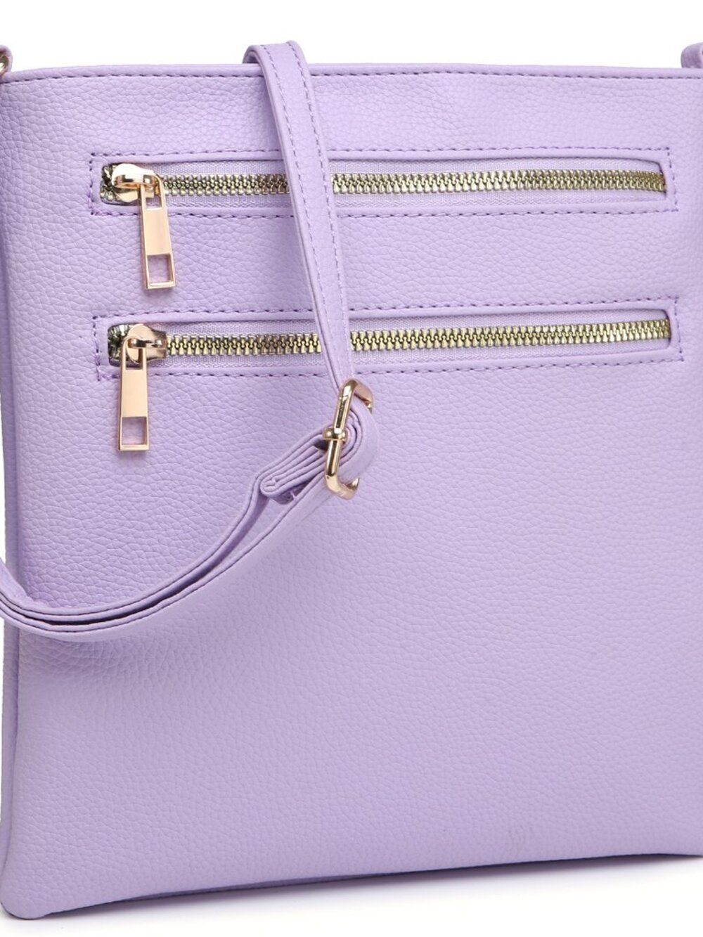 Fashion Zip Pocket Crossbody Bag - Lilac